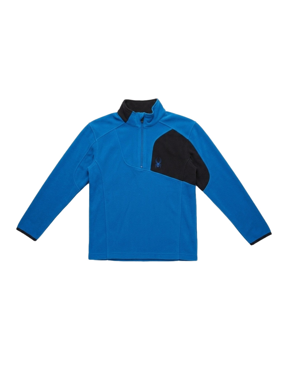 Spyder Boys 1/4 Zip Fleece Pullover Blue Black Sweater Jacket Youth Medium